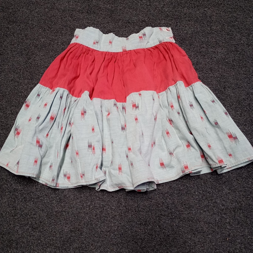 Vintage Girls Skirt Red Gray Ruffled 1950s - 1960s 10 " Waist Doll Costume‎